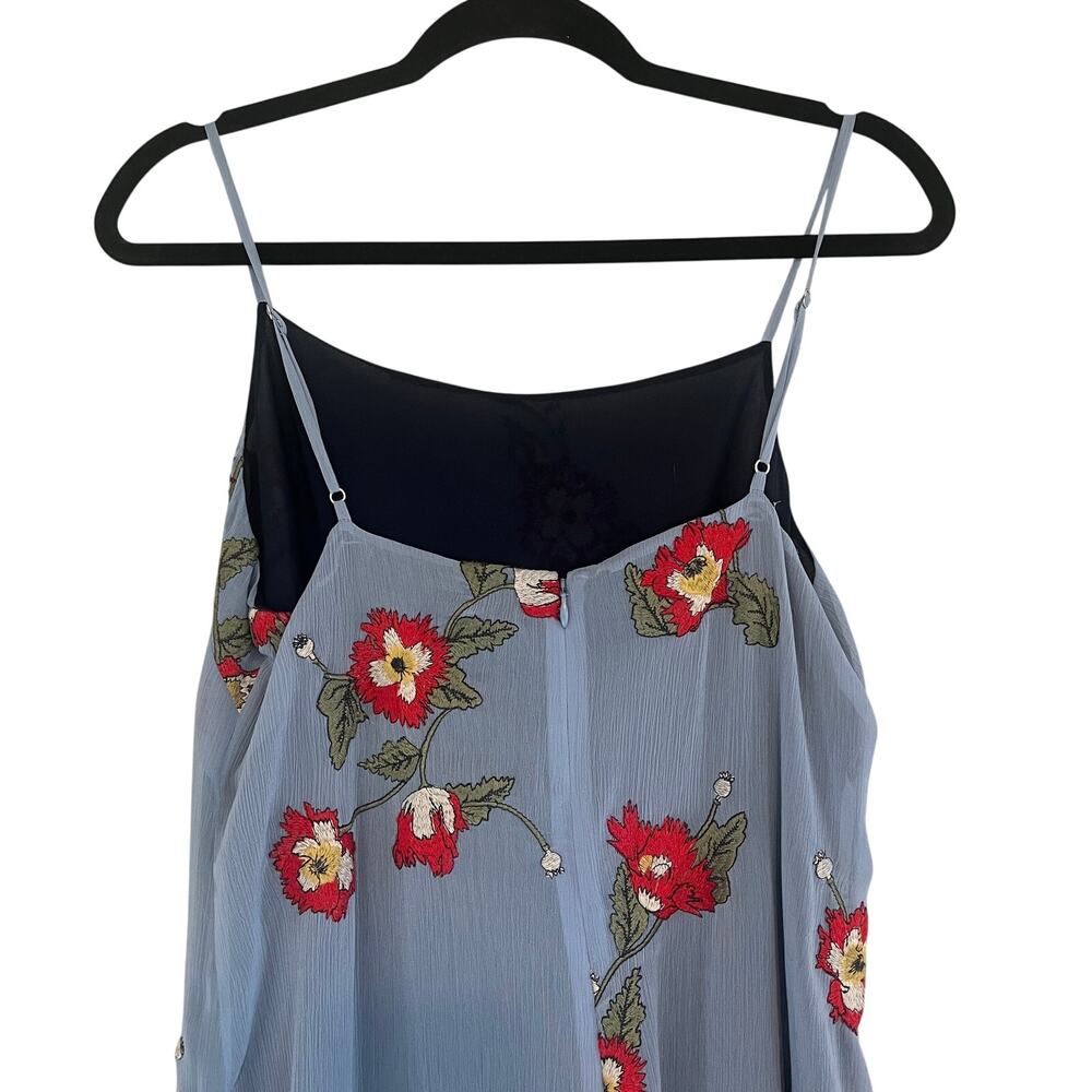 Rag & Bone Joelene Crepon Embroidered Floral Slip Dress Light Blue Size 8 - Picture 5 of 10